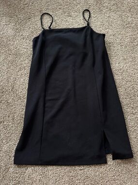 H&M Black Spaghetti-Strap Mini Dress with Side Slit